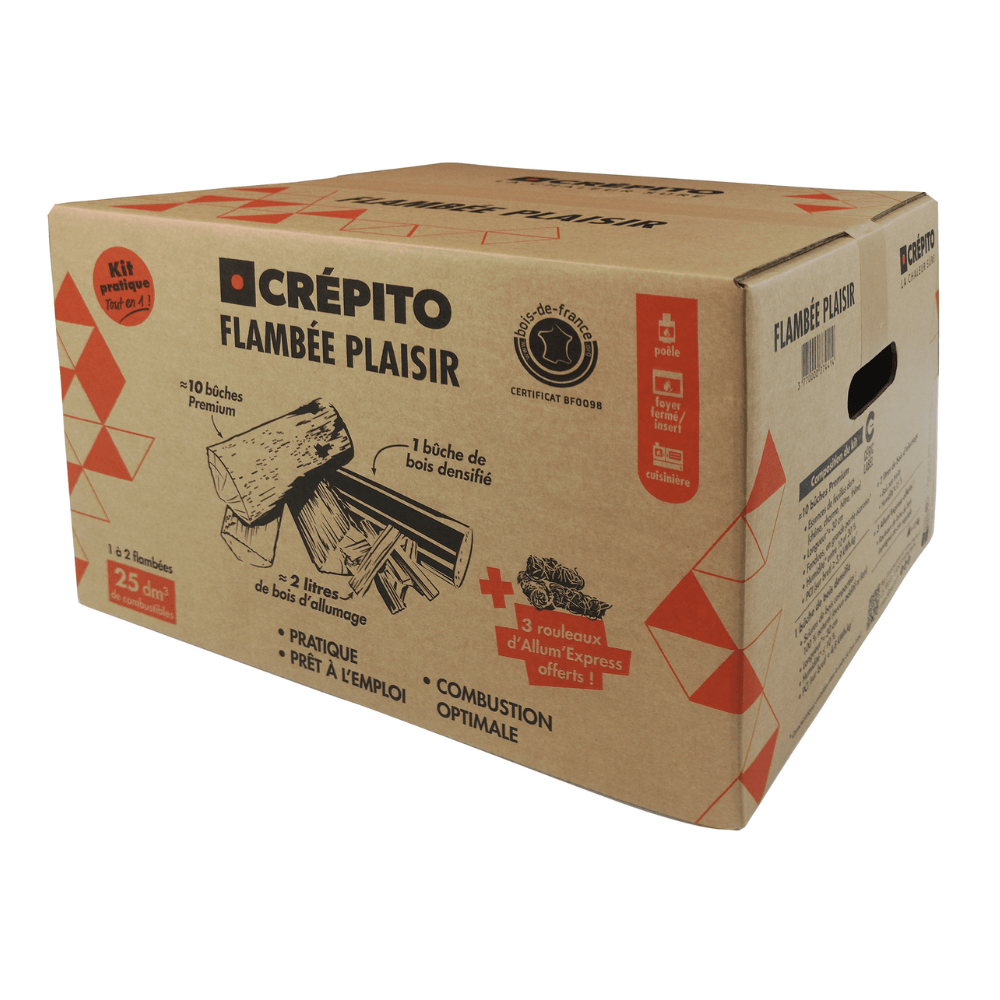 FLAMBEE-PLAISIR.png Gebrauchsfertiges Brennholz-Set Flambée Plaisir Premium-Holz – Bild 1